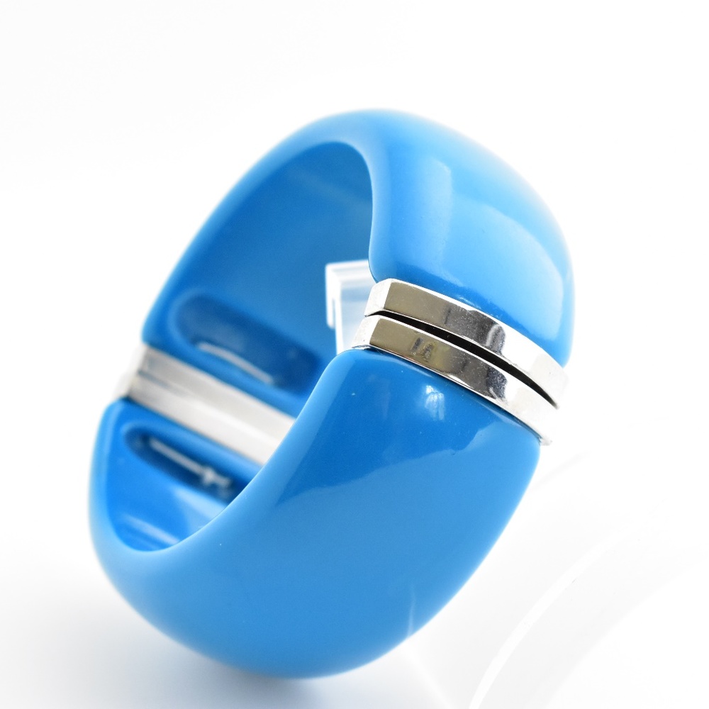 Blue Vintage Wide Stretch Bangle Bracelet